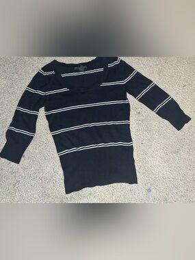 H&M Black Top with White Stripe Detail